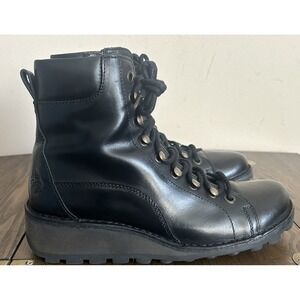 Fly London Women's Sludge Black Lace Up Combat Style Grunge Boot Size EU 40 US 9